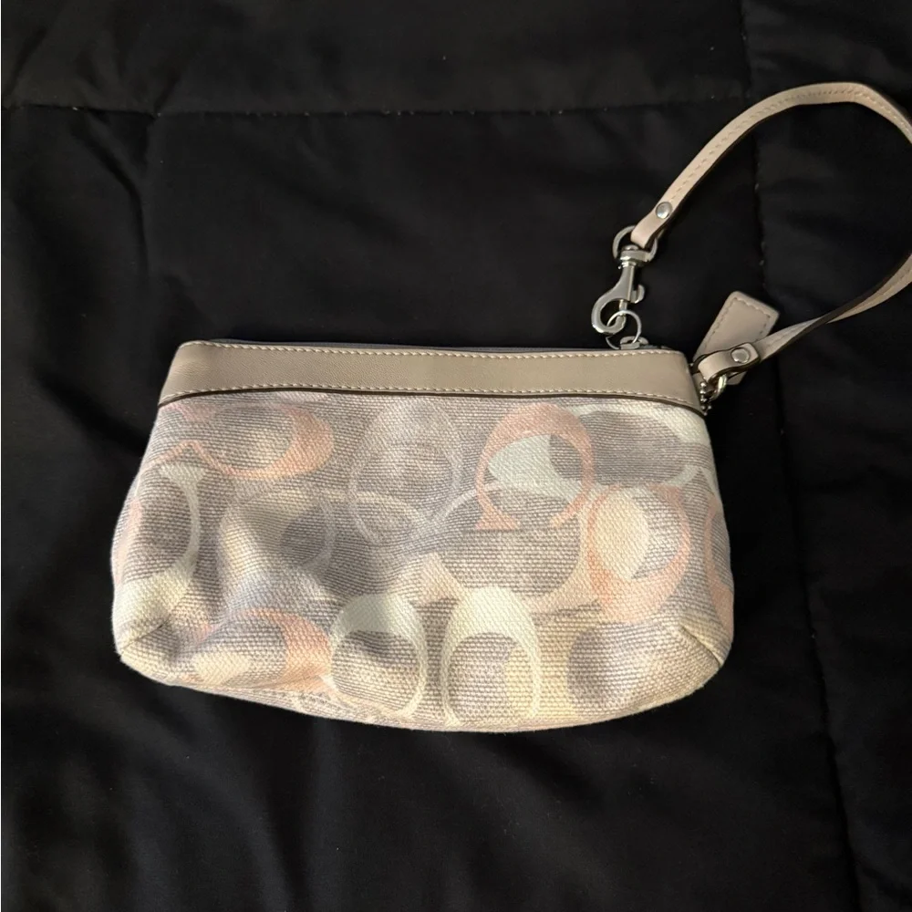 Coach Elegant Beige and Gray Wristlet - Picture 2 of 6